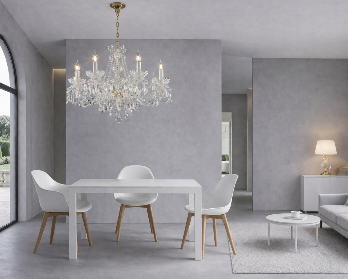 Crystal chandelier EL100802PB and table lamp ES624119