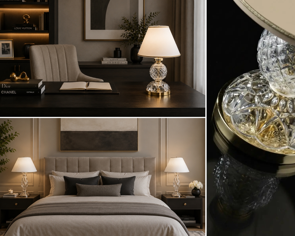 These timeless crystal lamps are distinguished by their handcrafted design, precise details, and the delicate sparkle of the glass, which naturally complements both modern and classic interiors. Crystal lamps have never gone out of style—thanks to their timeless elegance, handcrafted quality, and the sparkle of the glass, they remain a striking feature of both modern and classic interiors.