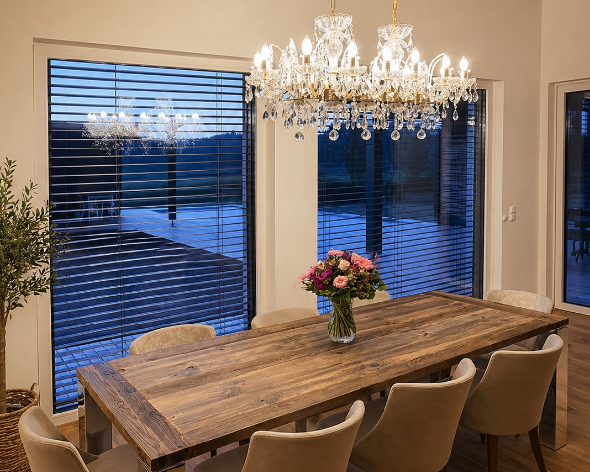 An oval fourteen-arm chandelier