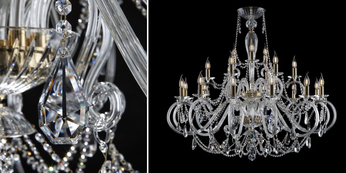 Crystal chandeliers at a prestigious clinic