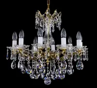 Brass chandelier, glass bowl L312CLN