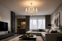 Crystal chandelier in a modern living room