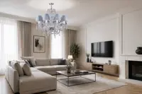 Crystal chandelier in a modern living room