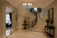 Crystal chandelier in an elegant staircase hall