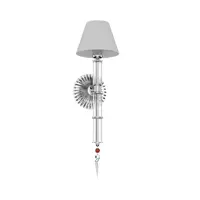 Silver wall lamp with crystal on white background
