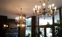 Brass chandelier with trimmings L360CLN