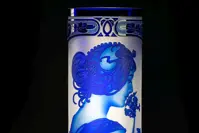 Vase of cut crystal blue SEB320MP