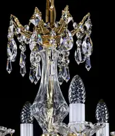 Brass chandelier, glass bowl L314CLN