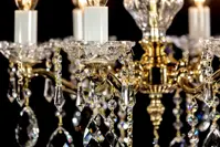 Brass chandelier, glass bowl L314CLN