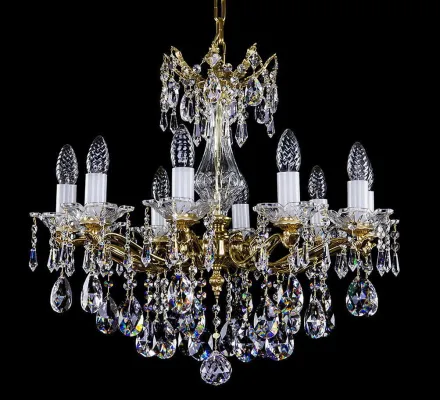Brass chandelier, glass bowl L312CLN