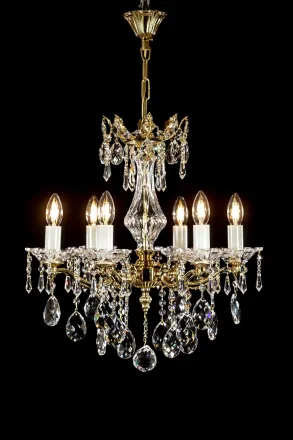Brass chandelier, glass bowl L314CLN