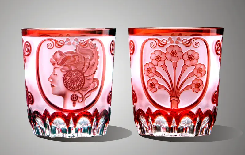 Red crystal whisky glasses A. Mucha SEB22034320M