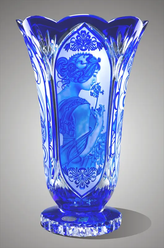 Vase of cut crystal blue A.Mucha SEB80838305M