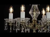 Brass chandelier, glass bowl L314CLN
