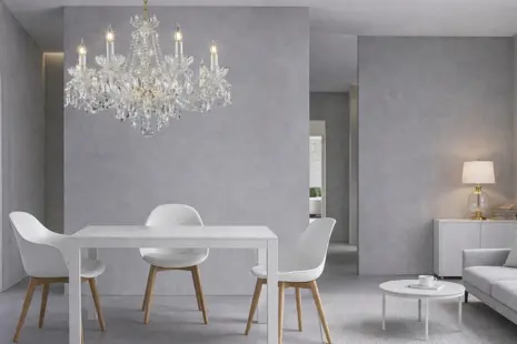 How to match a crystal chandelier with modern furniture and materials