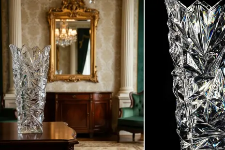 Tall Glass and Crystal Vases as a Dominant  Interior Feature