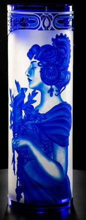 Vase of cut crystal blue SEB400MK